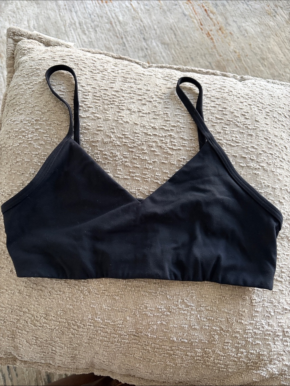 Aritzia Black V-Neck Bralette with Thin Straps